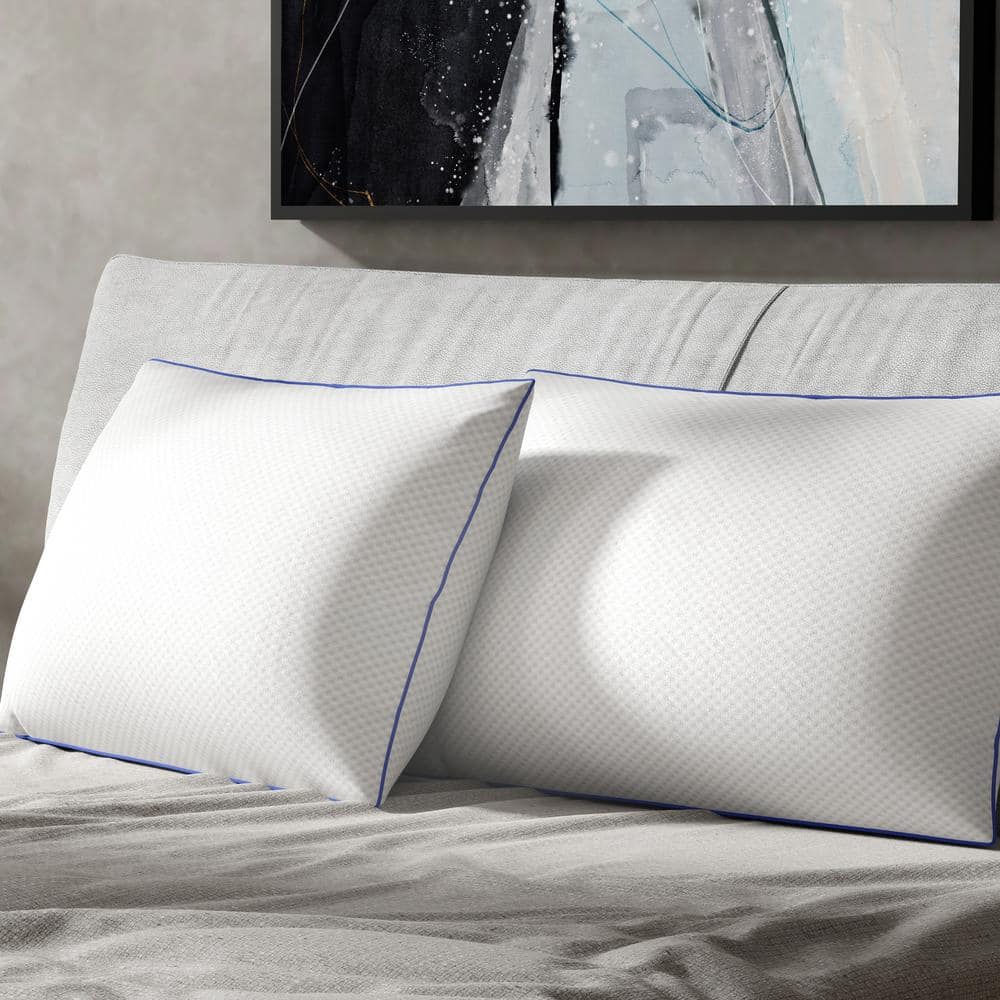Oversized White Gel-Infused Shredded Memory Foam Pillow Set