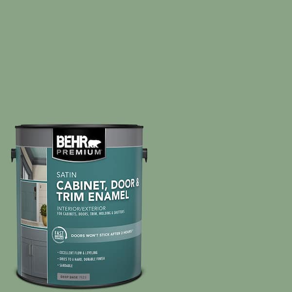 BEHR PREMIUM 1 gal. #S400-5 Gallery Green Satin Enamel Interior/Exterior Cabinet, Door & Trim Paint