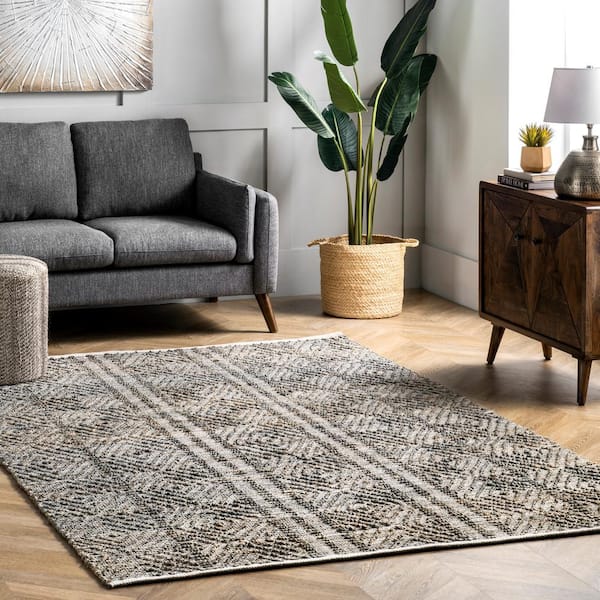 4'x6' Alden Textured Diamonds Area Rug Dark Gray - nuLOOM