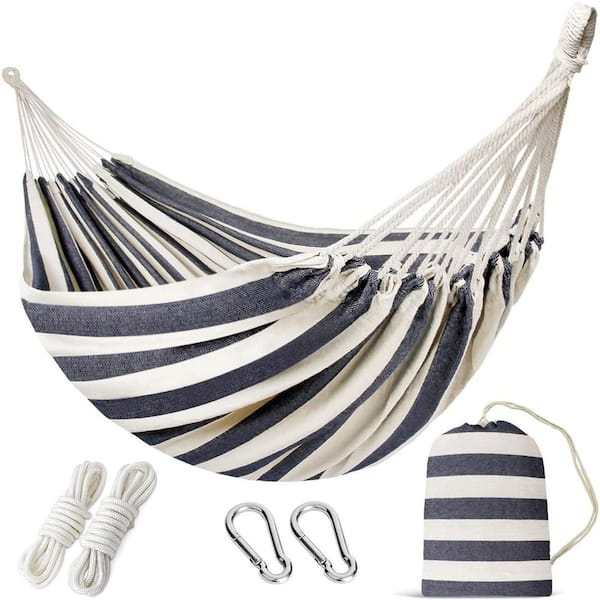 9.86 ft. Portable Hanging Camping Double Hammock with 2 Carabiners and Straps for Backyard, Patios, Porch, Garden