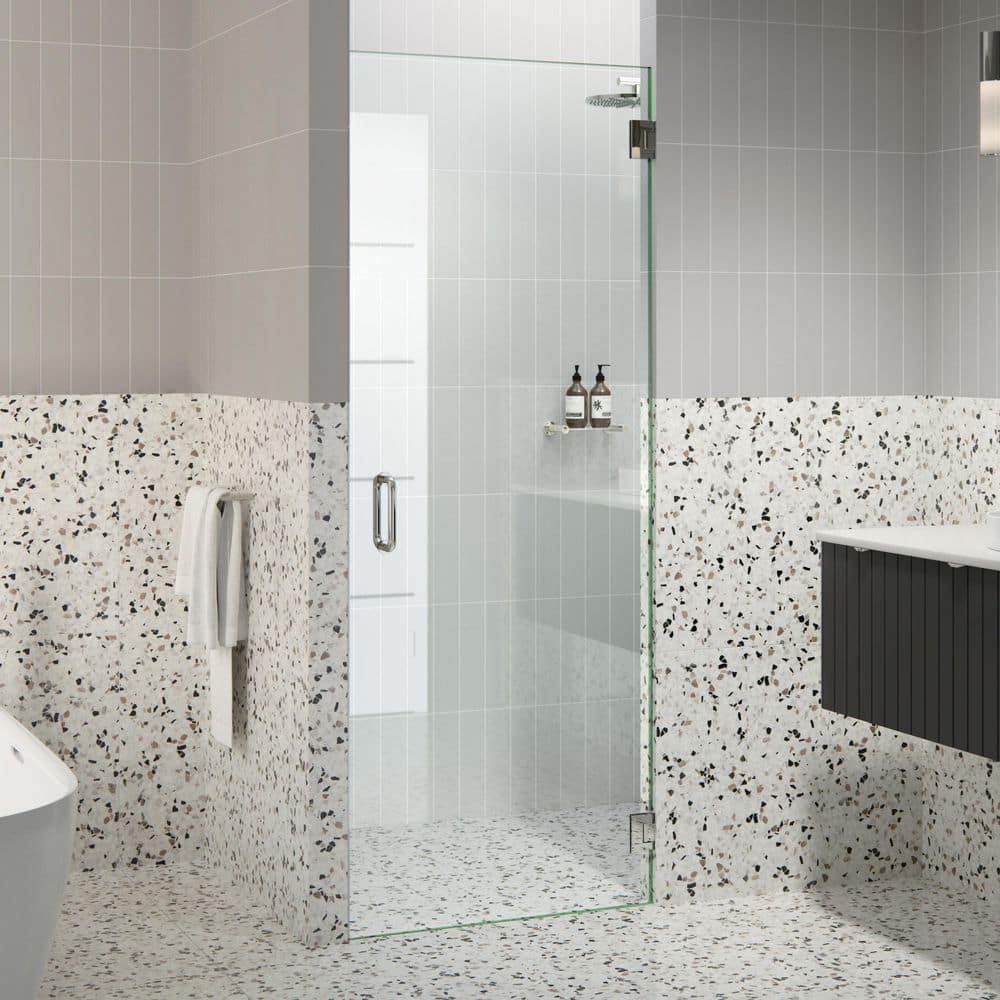 Albedo 78" Frameless Hinged Shower Door in Polished Chrome