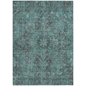 Chantille ACN571 Turquoise 3 ft. x 5 ft. Machine Washable Indoor/Outdoor Geometric Area Rug