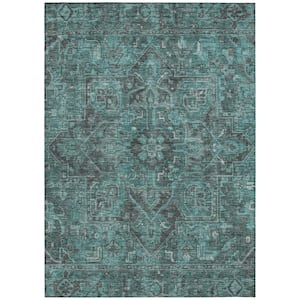 Chantille ACN571 Turquoise 5 ft. x 7 ft. 6 in. Machine Washable Indoor/Outdoor Geometric Area Rug