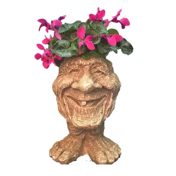 HOMESTYLES 12 in. Stone Wash Great Grandpa Ace Muggly Face Statue Planter Holds 4 in. Pot