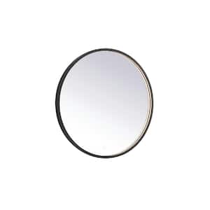 Timeless Home 28 in. W x 28 in. H Modern Round Aluminum Framed LED Wall Bathroom Vanity Mirror in Black