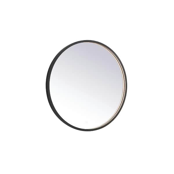 Unbranded Timeless Home 28 in. W x 28 in. H Modern Round Aluminum Framed LED Bathroom Vanity Mirror in Black