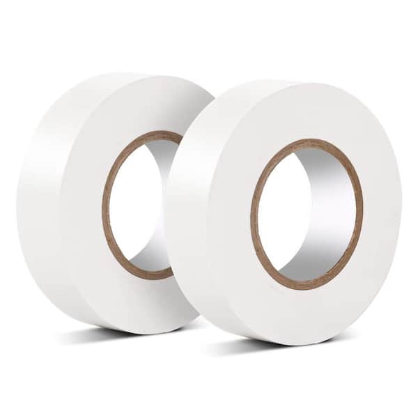3/4 in. x 65 ft. Electrical Tape Vinyl White 2 Rolls Packed Flame Retardant Waterproof Insulating PVC