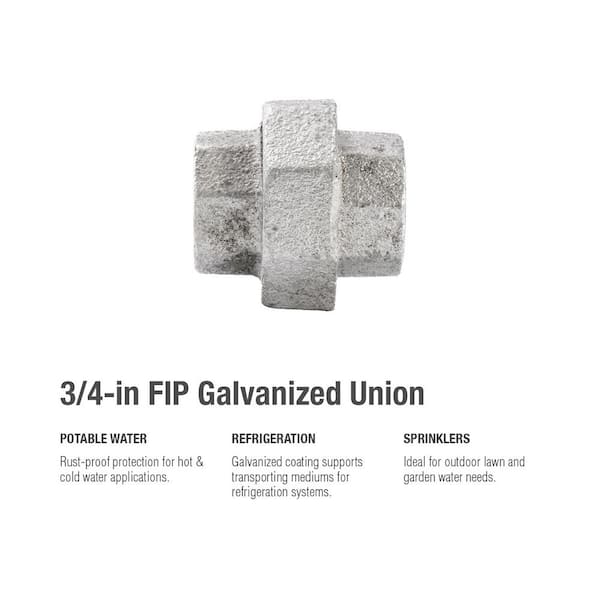 Southland 3/4 in. Galvanized Iron FPT x FPT Union Fitting 511-704HN - The  Home Depot