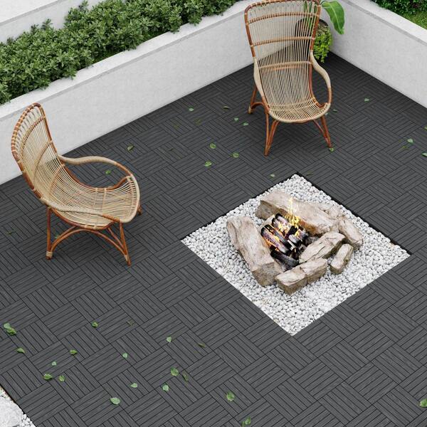 GOGEXX 1 ft. x 1 ft. Interlocking Solid Fir Wood Composite Deck
