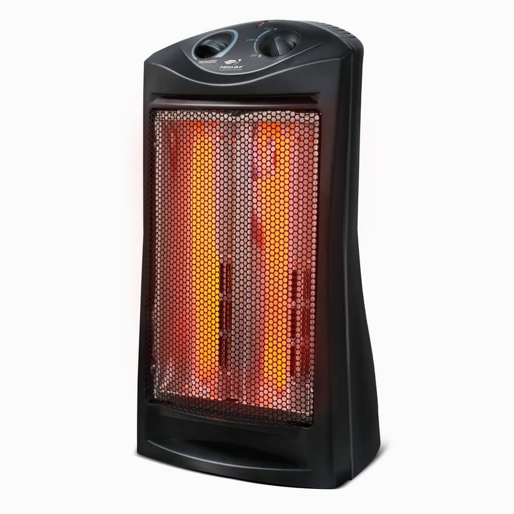 Black Electric Infrared Tower Heater with Thermostat and Automatic Shut-off