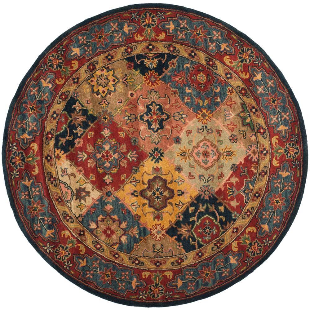 Heritage Red and Multicolor Hand-Tufted Wool Round Rug