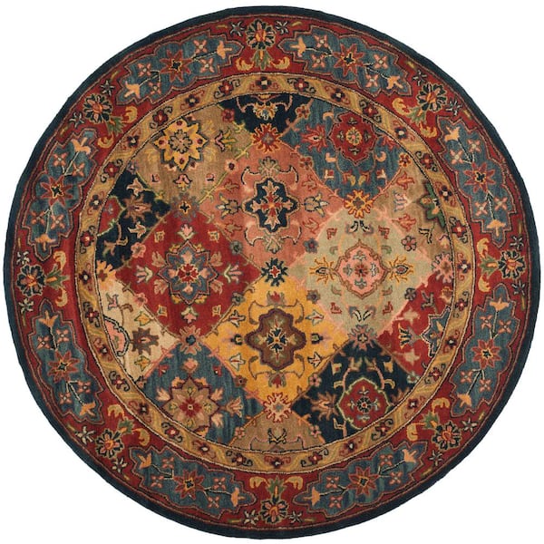 SAFAVIEH Heritage Red/Multi 6 ft. x 6 ft. Round Border Area Rug