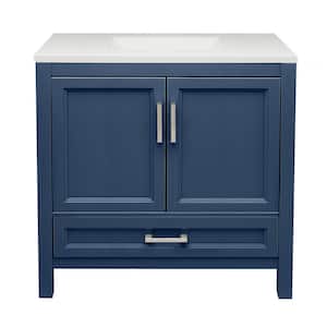 Nevado 37 in. W x 22 in. D x 36 in. H Bath Vanity in Navy Blue with White Cultured Marble Top