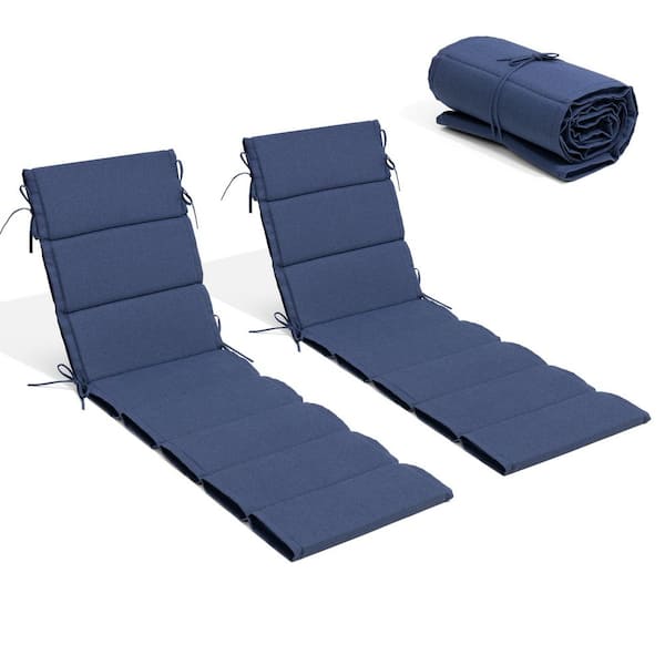2 Pieces Outdoor Chaise Lounge Cushions in Sky Blue 80 in. x 26 in. Replacement Patio Lounge Chair Cushion with Straps