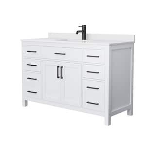 Beckett 54 in. W x 22 in. D x 35 in. H Single Sink Bath Vanity in White with White Cultured Marble Top