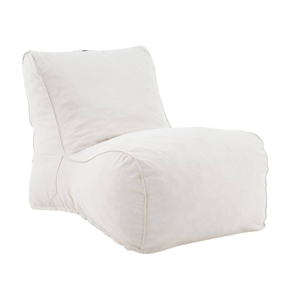 Yorrel Beige Olefin Paito Bean Bag Outdoor Lounge Chair with Shredded Foam Fill, Side Pocket