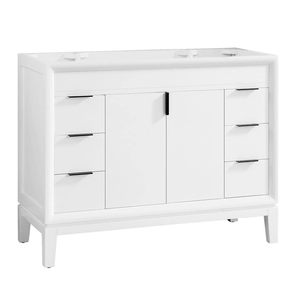 Emma 42" White Solid Wood Freestanding Vanity Cabinet