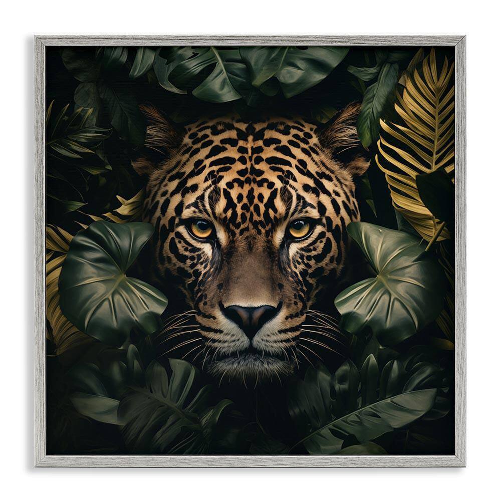 Leopard in Exotic Palms by Heidi Kuntz Gray Framed Animal Giclee Art Print 12 in. x 12 in. price history on PriceWatchPro
