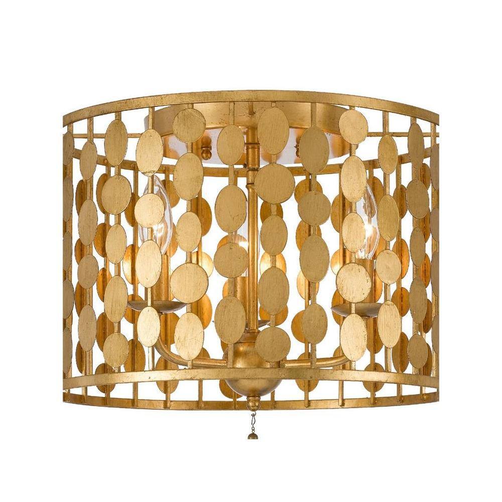 Layla Antique Gold Flush Mount with Crystal Accents