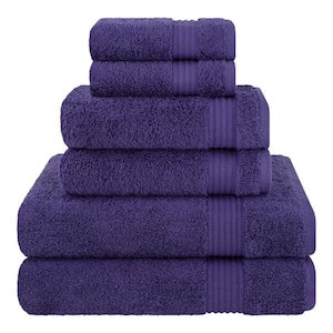 American Soft Linen Premium Quality 100% Cotton 6-Piece Bath Towel Set, Purple