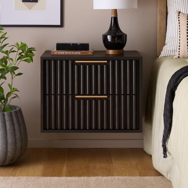 Lylia Black/Gold 2 Drawer Floating Nightstand