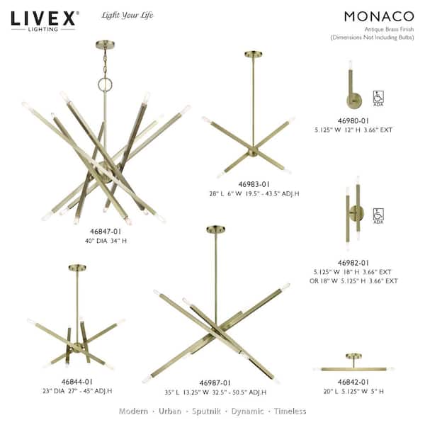 上品なブランド Monaco Lighting Livex 14-Light Chandelier Brass Antique K-POP・アジア