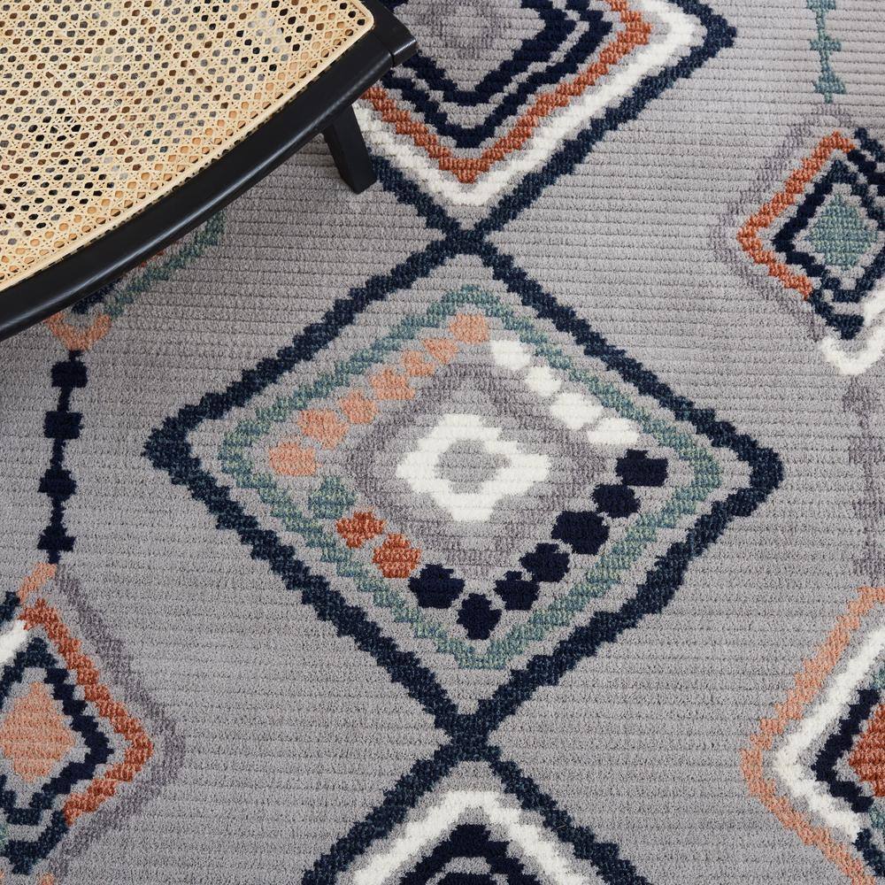 Marrakesh Gray and Blue Flat Woven Wool Rug, 5'3"x7'6"