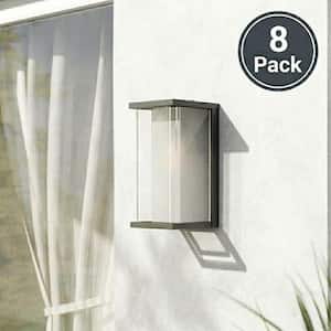 Montpelier 1-Light Black Hardwired 12.6 in. H Outdoor Sconce Dusk to Dawn Wall Lantern Sconce (8-Pack)