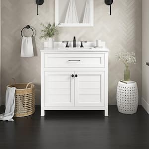 Home Decorators Collection Moorside 36 in. W x 19 in. D x 34 in. H Single  Sink Bath Vanity in Sweet Maple with White Engineered Stone Top Moorside  36SM - The Home Depot