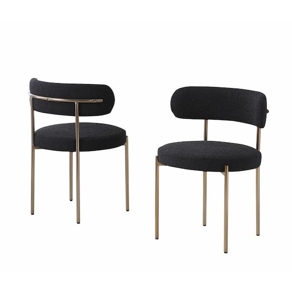 Best Master Furniture Harmonique Black Boucle Fabric Metal Side Chairs (Set of 2)