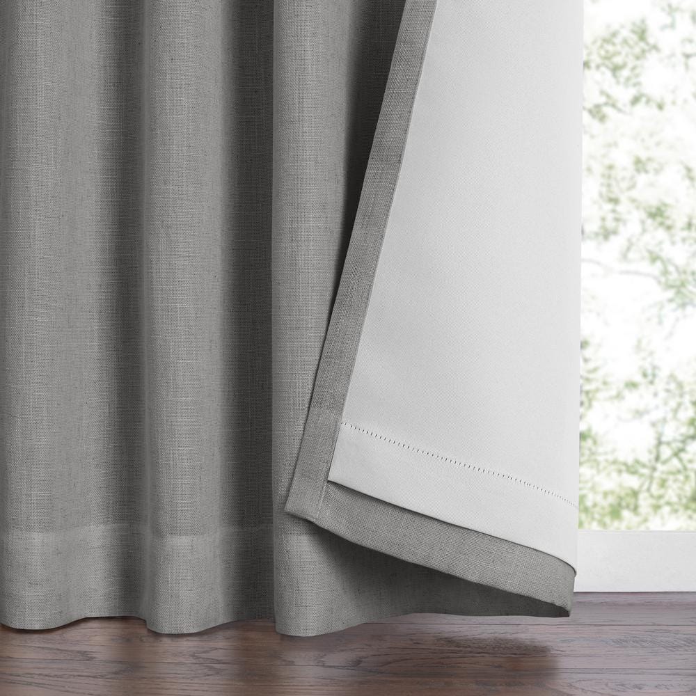 Harrow Dark Gray Blackout Linen-Blend Window Curtain Panel