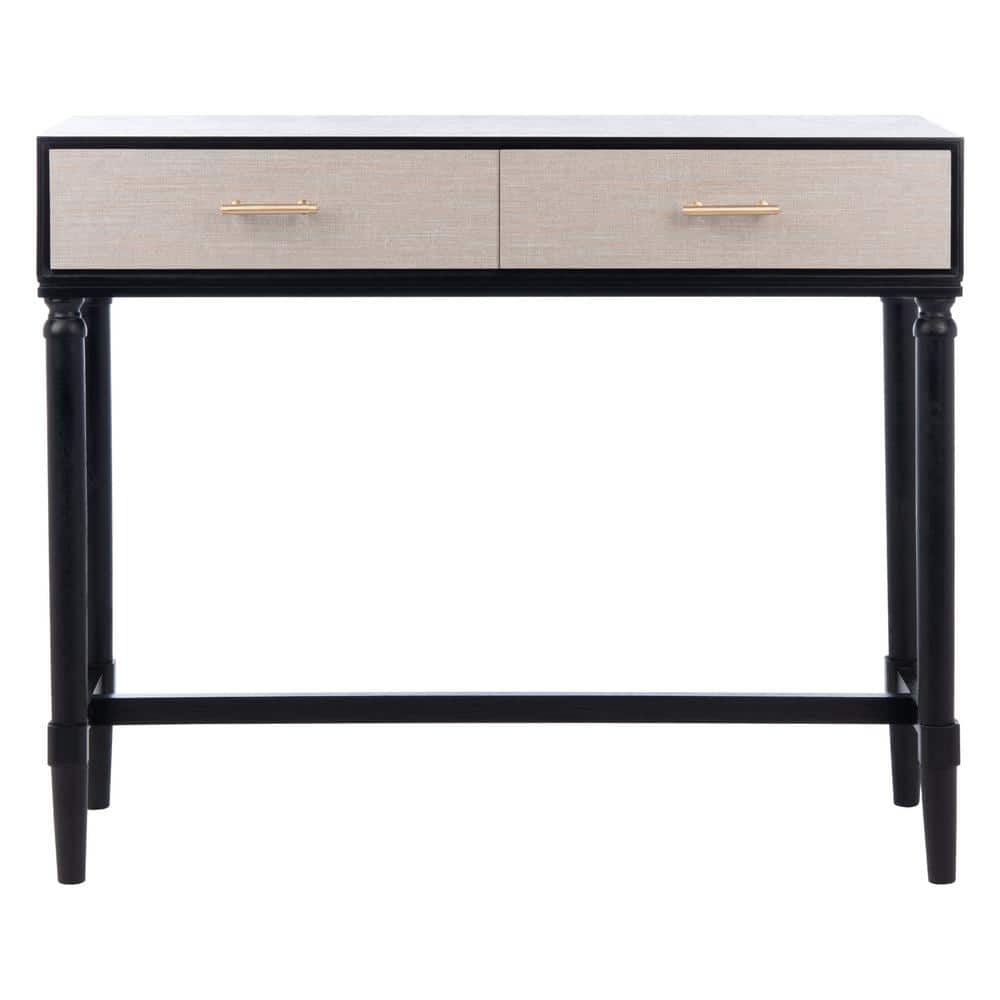 Estella Black and Beige 2-Drawer Console Table