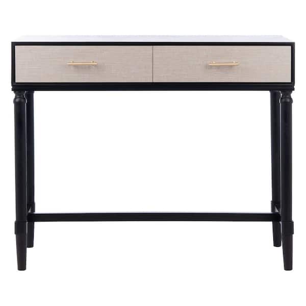 SAFAVIEH Estella 13 in. Black Rectangle Wood Console Table with Drawer