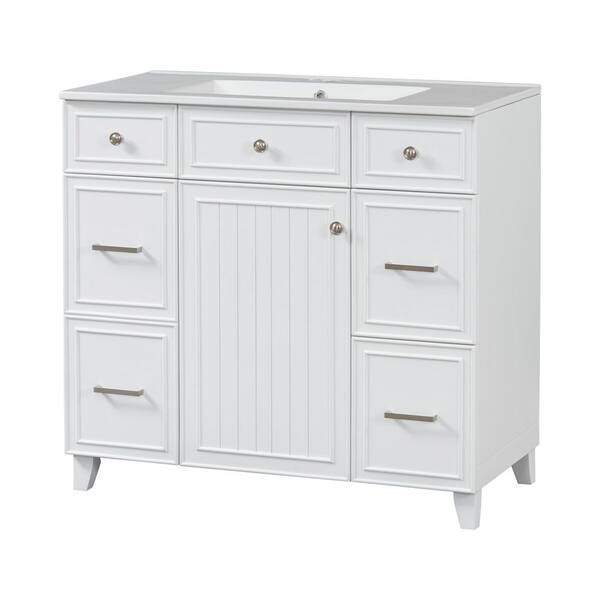 Ziyudura 36 in. Single Sink Freestanding White Bath Vanity with