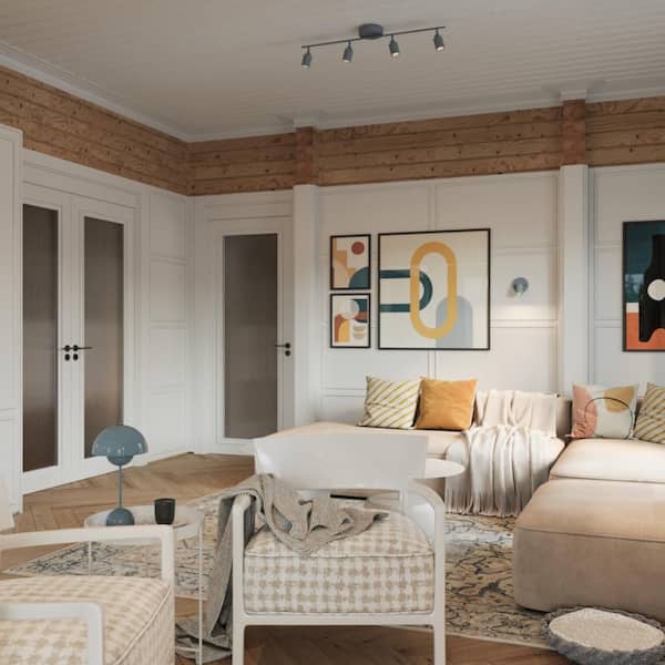 Shura Deep Navy Integrated LED Fixed Track Light Rotatable Cylinder Heads 3 ft. Track Lighting Kit 3000 K 2240 Lumens