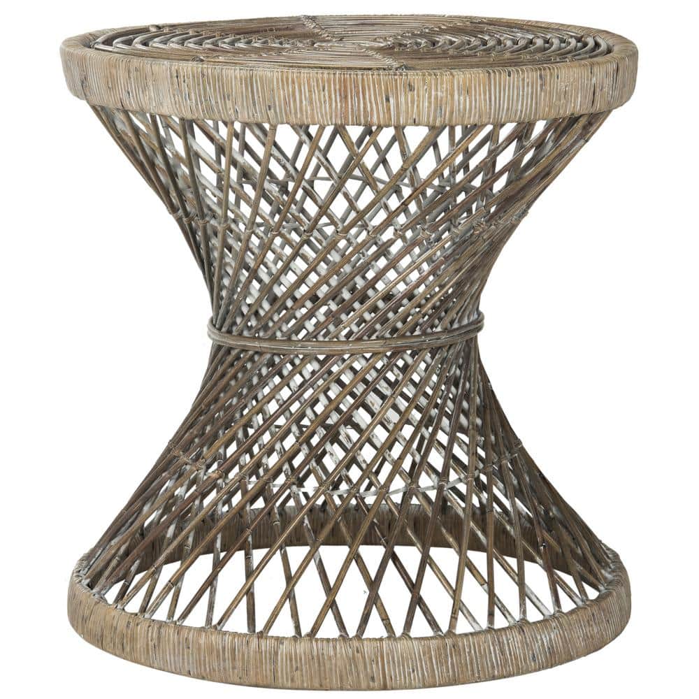 24" Transitional Gray Round Wood Accent Table