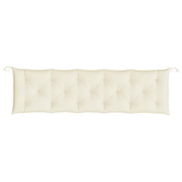 70.9 in. x 19.7 in. White Rectangular Outdoor Garden Cushion for Bench with Tufted Oxford Fabric