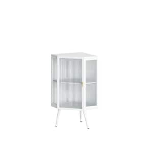 16.54 in. W x 22.25 in. D x 31.50 in. H in Glass and Metal Ready to Assemble Diagonal Kitchen Cabinet in White