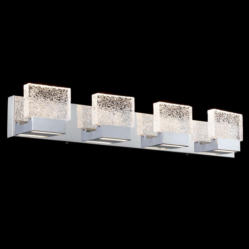 32.25" Stainless Steel LED Vanity Light with Glass Shade