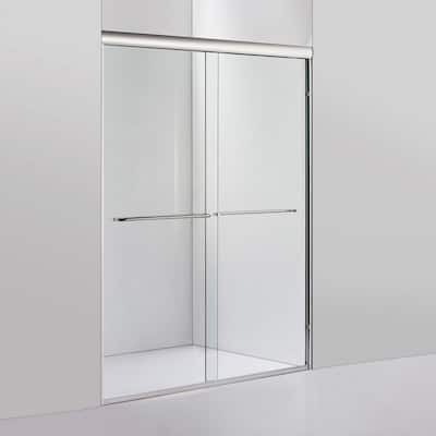 Reggio 48 in. W x 76 in. H Frameless Sliding Shower Door/Enclosure in Brushed Nickel with Clear Tempered Glass