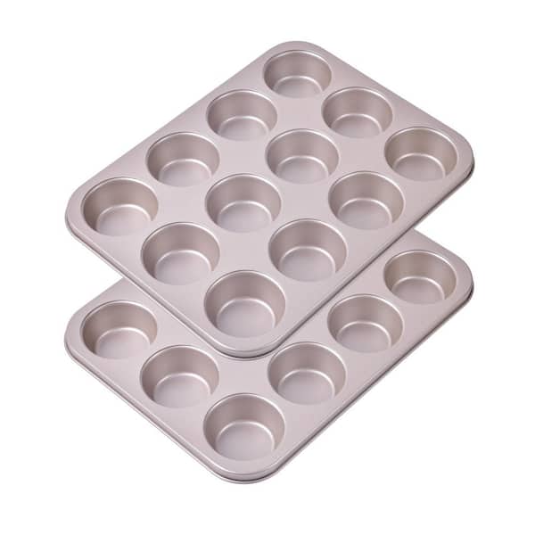 12-Piece Carbon Steel Muffin Pan Set Nonstick Commercial Grade Bakeware Non-Toxic Coating Dishwasher Safe