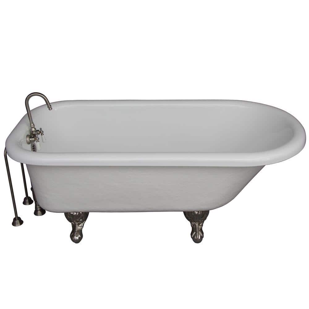 60'' White Acrylic Clawfoot Freestanding Soaking Bathtub