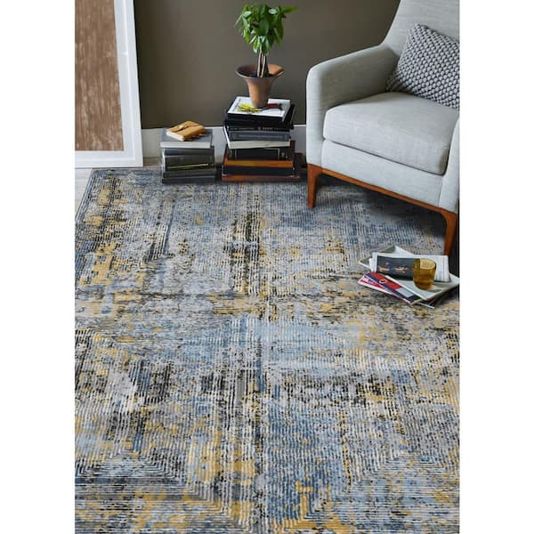 Amer Rugs Cairo Gold Gray Blue 5 Ft 3, Gray Blue And Gold Area Rugs