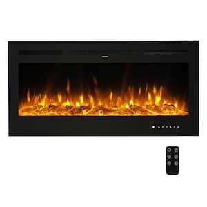 40 in. Wall-Mount 9-Color Flames Electric Fireplace with Remote Control in Black