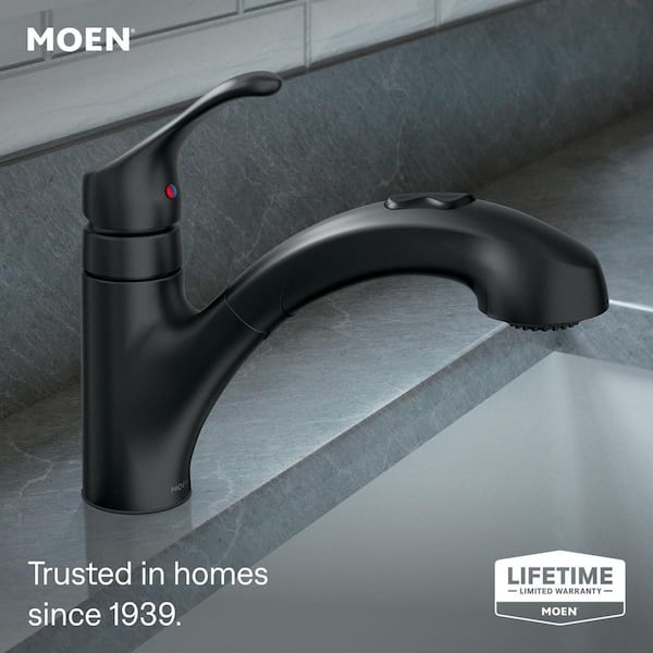 Renzo Matte Black 9 in. H Pull Out Sprayer Kitchen Faucet with 180° Spout Swivel