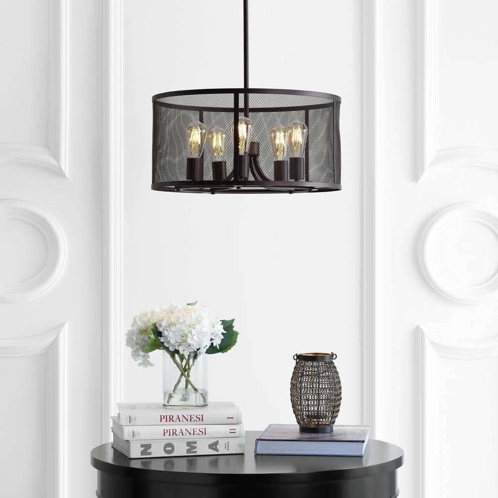 Contemporary Dark Grey 20" Metal Pendant with Subtle Pattern