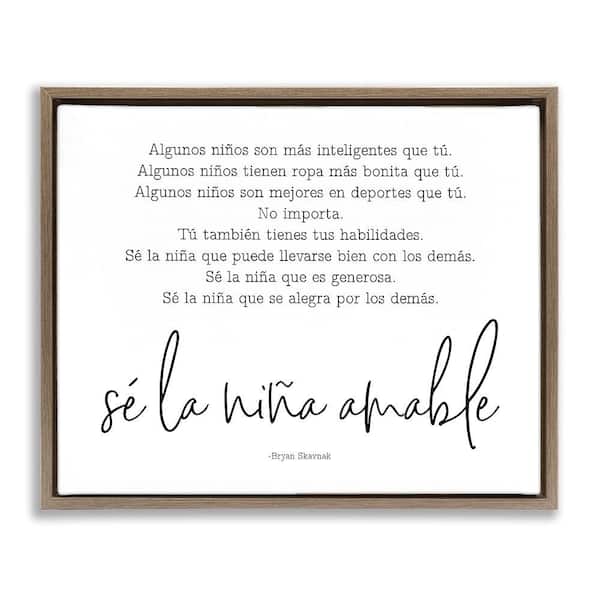 Stupell Industries Kind Girl Translation by Lettered and Lined Brown Floater Frame Typography Graphic Art Print 17 in. x 21 in.
