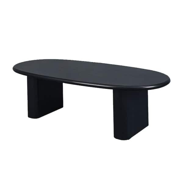 Sudzendf Black MDF Oval Outdoor Side Table 1-Piece