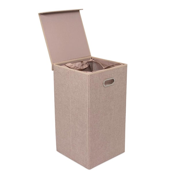 BirdRock Home Cream Single Laundry Hamper with Lid and Removable Liner