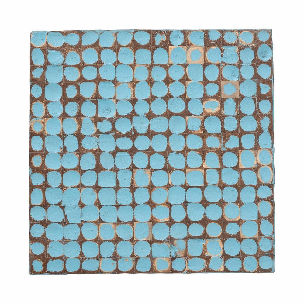Janella 16.5 in. Sky Blue Square Coconut Shell End Table - thumbnail 3